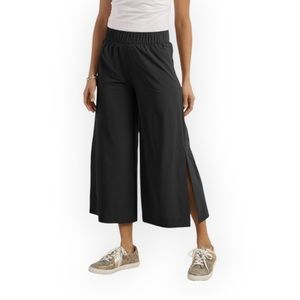 Soft Surroundings wide leg elastic waist band split hem high waist pants Large